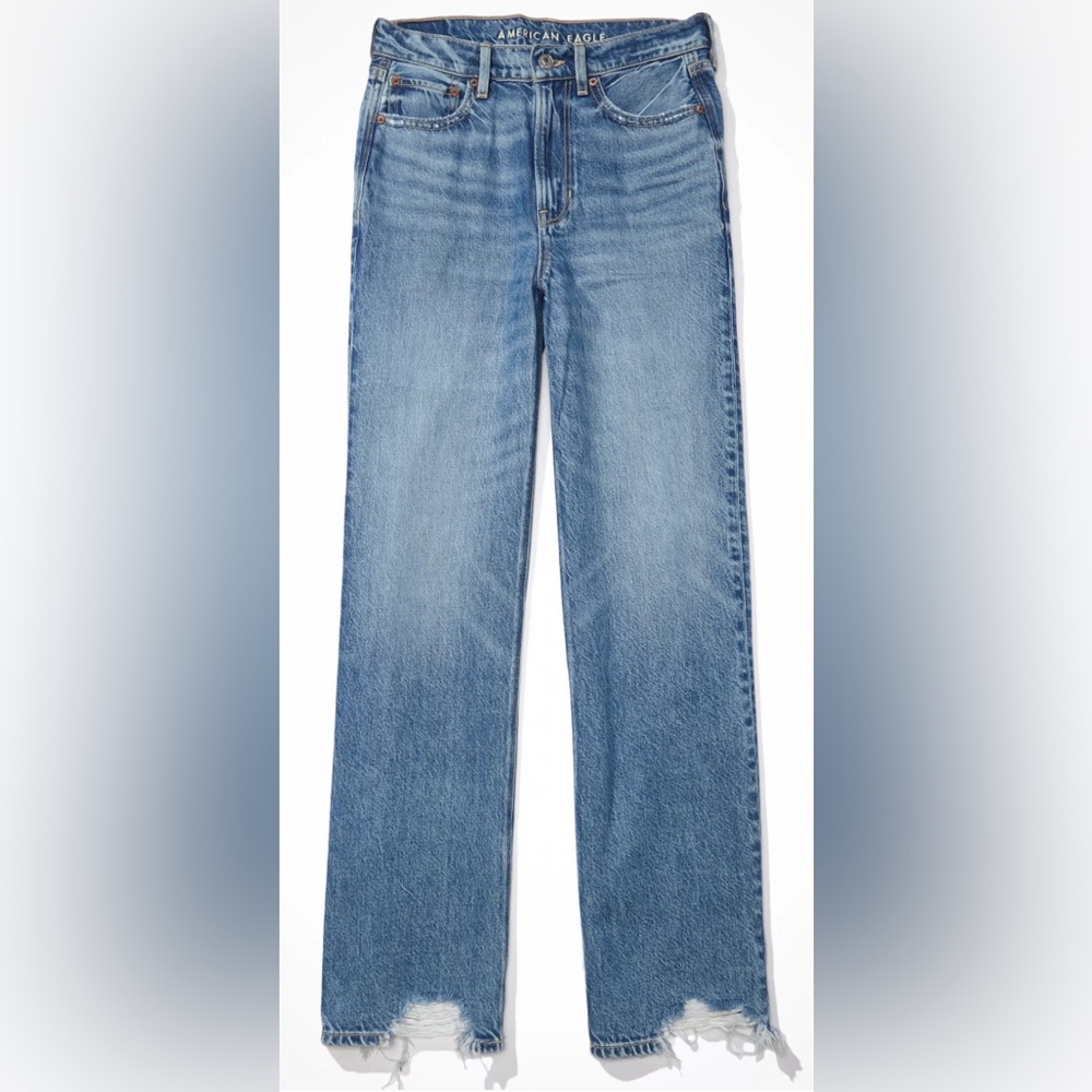 Ae Dreamy Drape Super High-Waisted Baggy Wide-Leg Jean, 6 Short